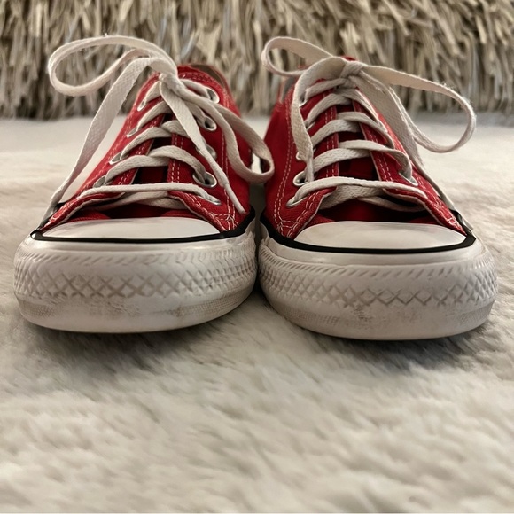 CONVERSE 4 (6) Red Low Top Laced Canvas Classic - Picture 7 of 9